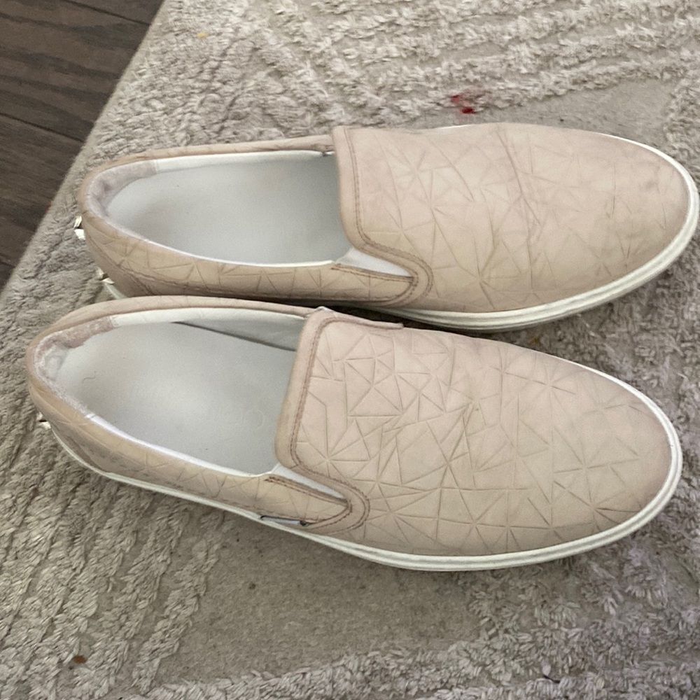 Jimmy Choo  cream Grove Men's Crocodile-Embossed Slip-On Sneaker Size 42 .5